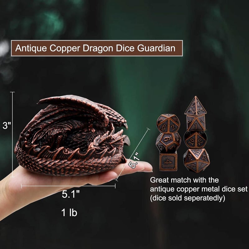 Haxtec Dragon Dice Jail Guardian DND Dice Tray Holder Compatible with Dungeons and Dragons Accessories Novelty DM RPG Gift Dragon Statue Decor(Antique Copper) - Image 4